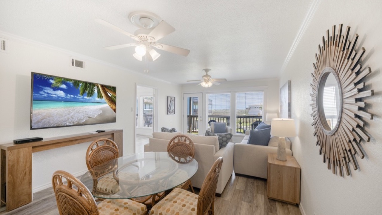 Updated Beachhead 502 living room and dining area